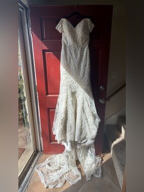 Oleg Cassini Off-The-Shoulder Beaded Wedding Gown